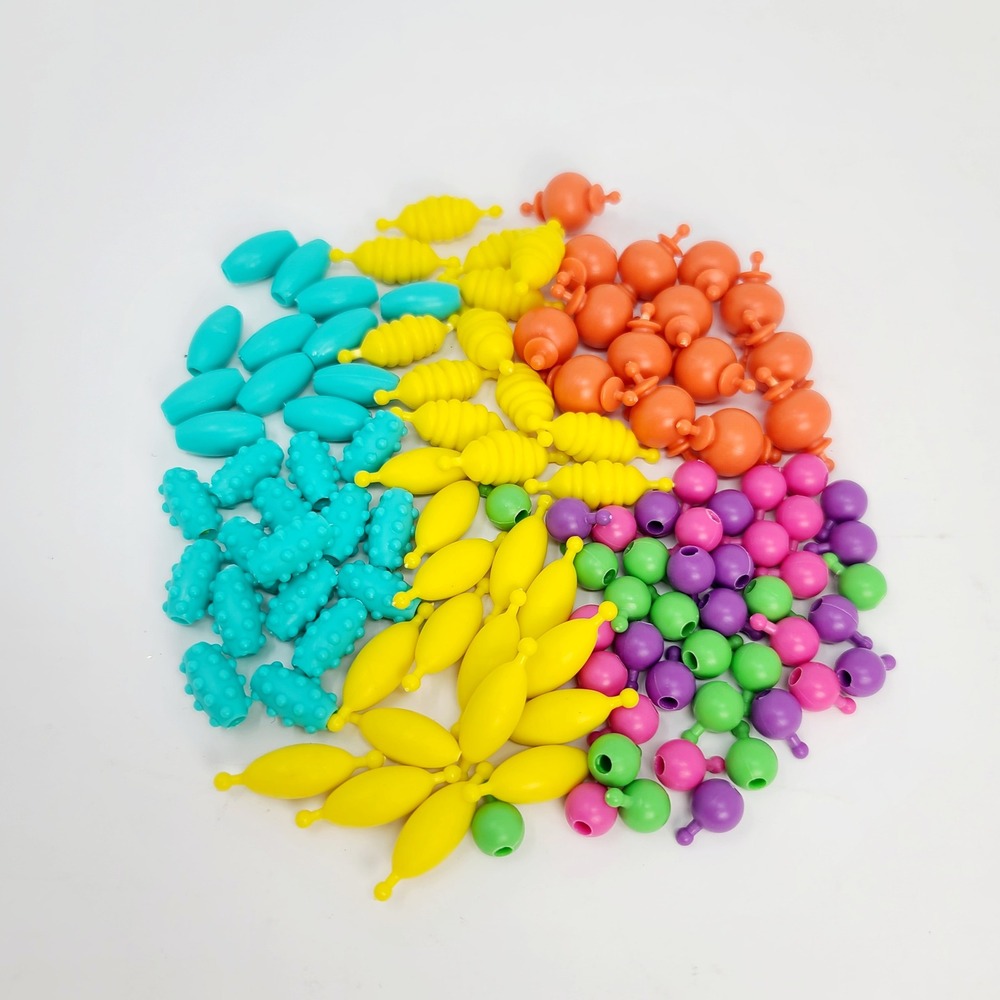 Pop Snap Beads Toy Lot Multi-Color Textured Shapes Good